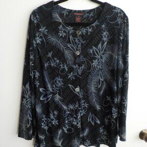 Fransesca Rose Jacket - Size XL - Black Feather Design - Vintage